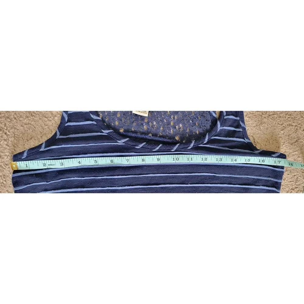 Eyelash Couture Shirt Tank Top Women's Small Blue Sheer Back Sleeveless Striped
